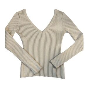 Better Be Tan Ribbed V-Neck Sweater